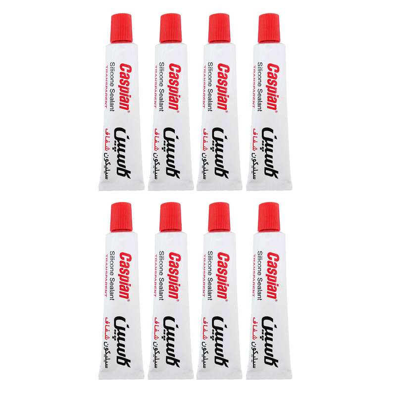 چسب سیلیکون کاسپین مدل shafaf 01 حجم 30 میلی لیتر مجموعه 8 عددی