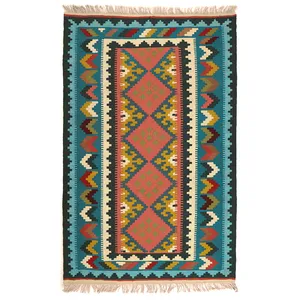 گلیم دستبافت دو متری طرح قشقایی کد 141048