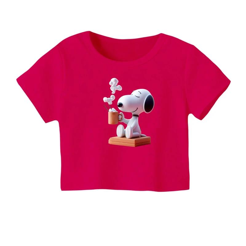 کراپ‌ تی‌شرت آستین کوتاه زنانه مدل اسنوپی کد ۸