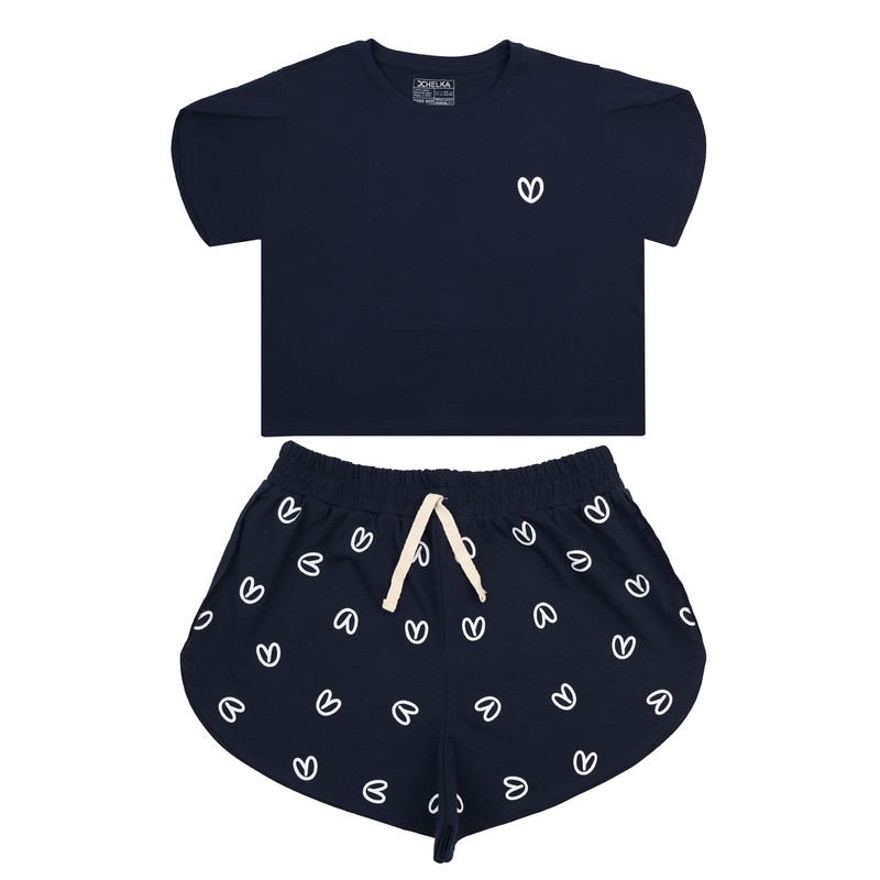 ست تاپ و شلوارک زنانه هلکاپاژ مدل قلب