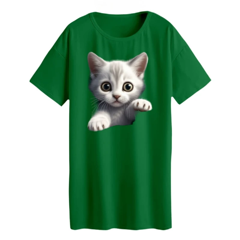 تی شرت لانگ زنانه مدل گربه کد 02