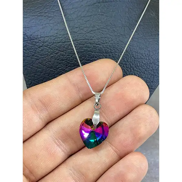 گردنبند نقره زنانه سواروسکی مدل قلب کد 2005