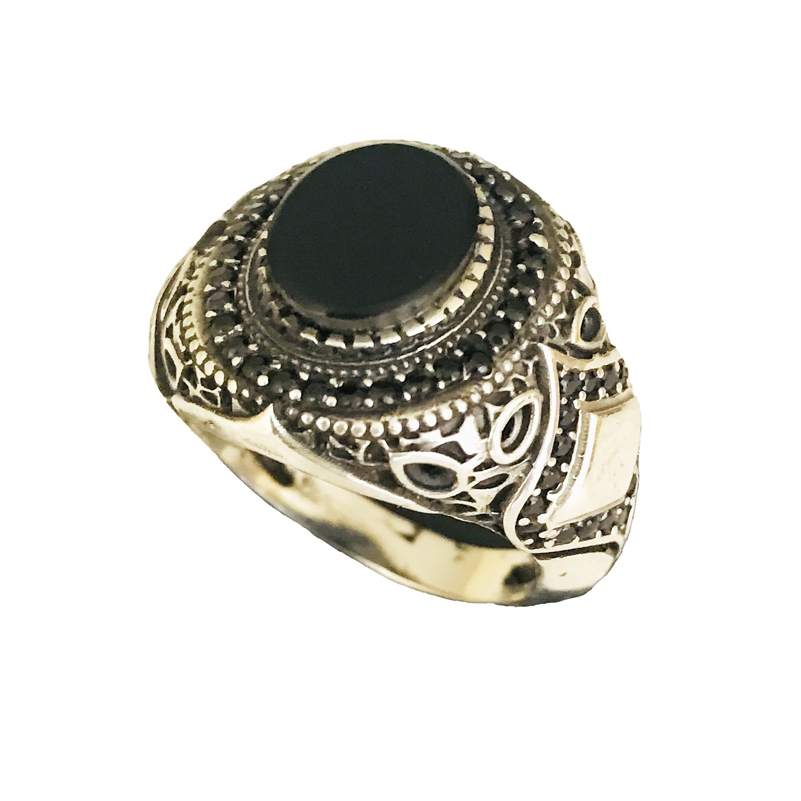 انگشتر نقره مردانه مدل اسپرت ترک عقیق -  - 1