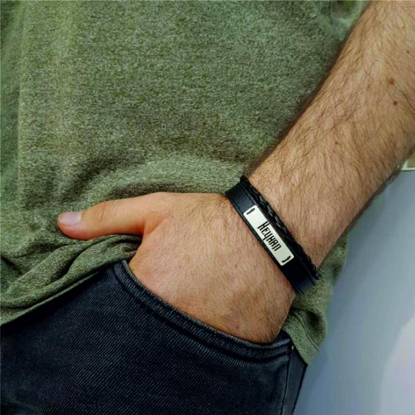 دستبند نقره مردانه ترمه 1 مدل کیهان کد 346 DCHN -  - 2