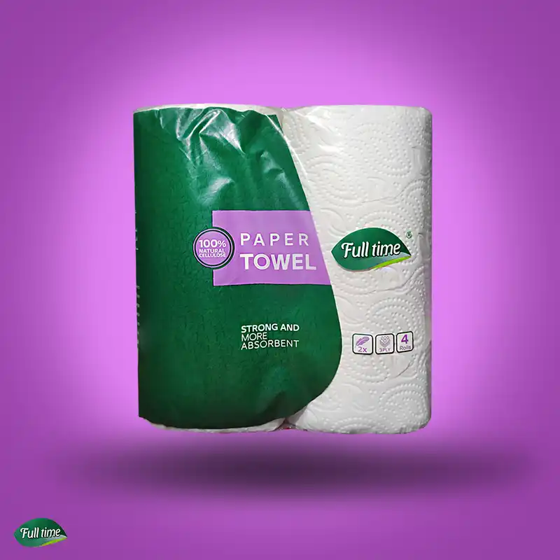 دستمال حوله ای 100 برگ فول تایم مدل رولی بسته 4 عددی