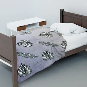  پتو مسافرتی یک نفره شاران هوم طرح برگ مخملی سایز 140×200 سانتی متر