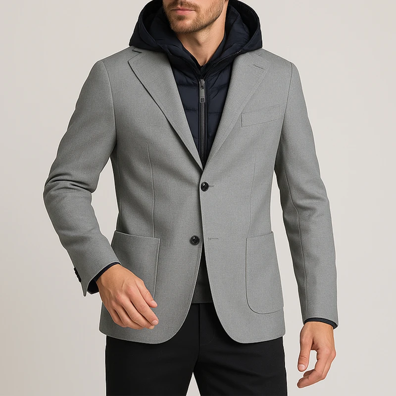 کت تک مردانه کروم مدل کلاه دار 2420201