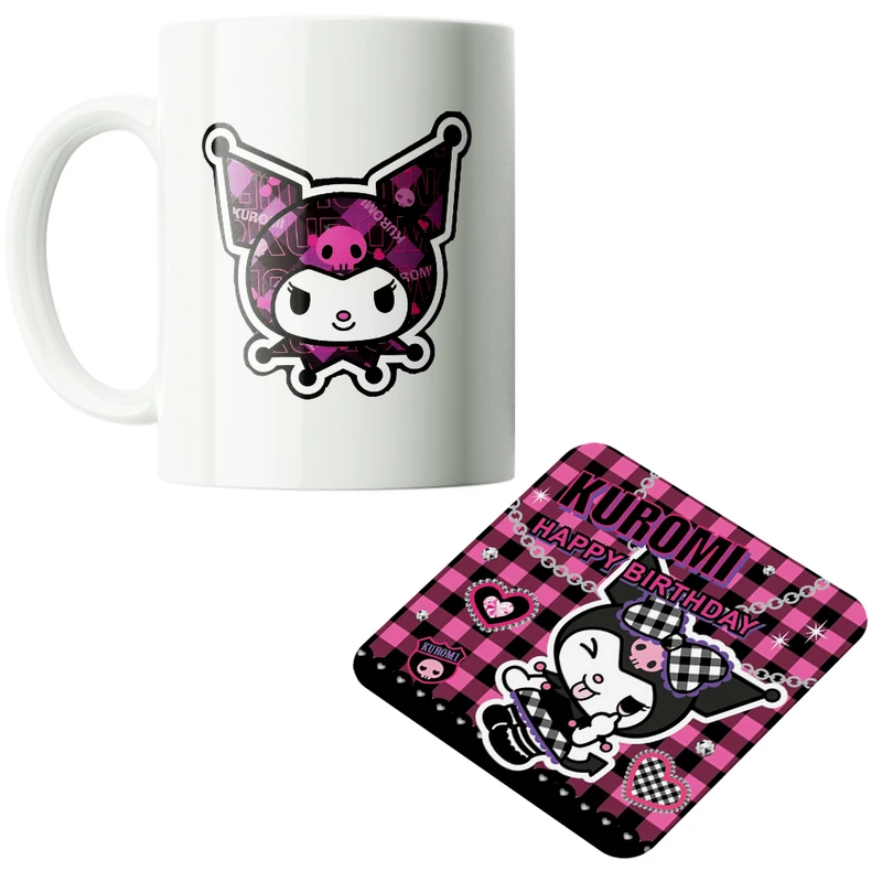 ماگ پاد آفرین مدل کارتونی سانریو کرومی مای ملودی هلوکیتی کد PZ070 به همراه زیرلیوانی