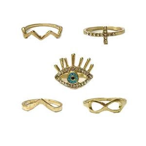 انگشتر زنانه مدل چشم نظر 93 بسته 6 عددی