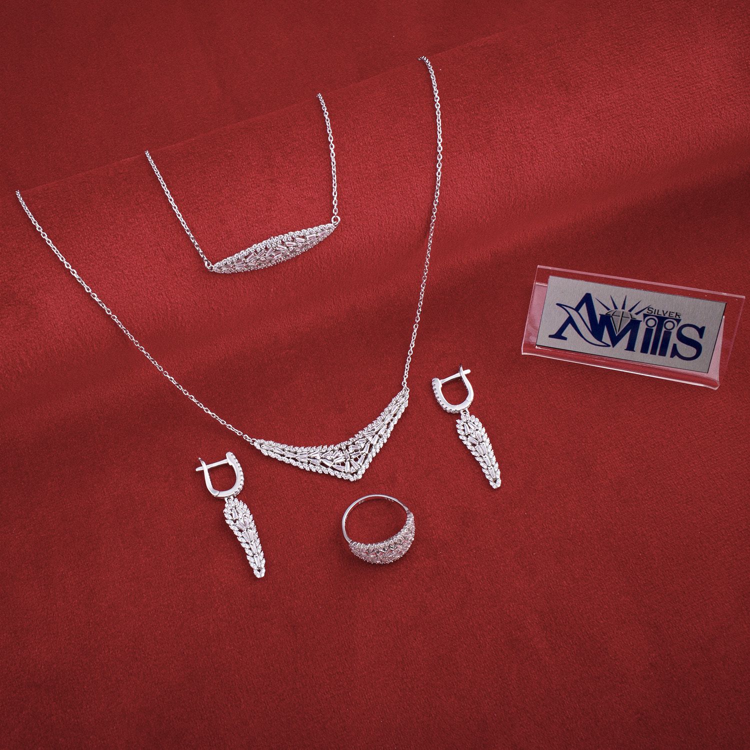 ست نقره زنانه مدل طوقی AMT_M128 - - 3