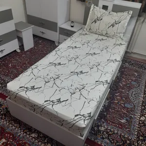 سرویس ملحفه مدل نیکیا طرح مرمر کد 90 یک نفره دو تکه