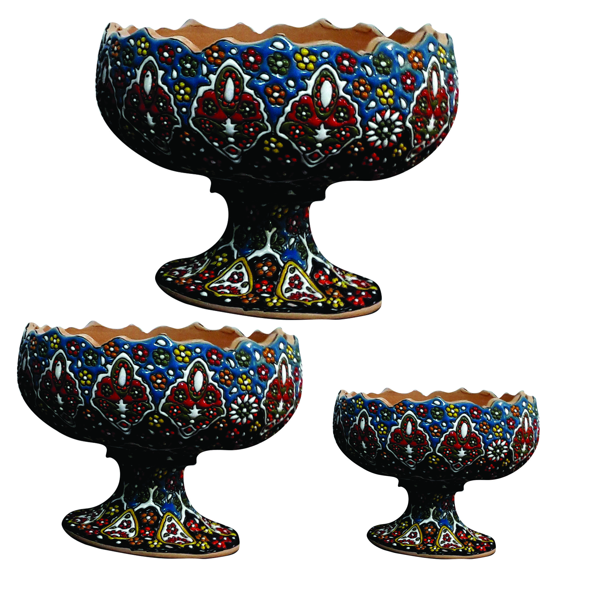 ست شکلات خوری میناکاری سفالی طرح لبچین کد sm3 مجموعه 3 عددی