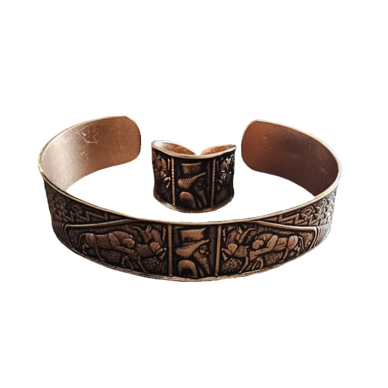 ست انگشتر و دستبند دست ساز مردانه مدل سیاه قلم