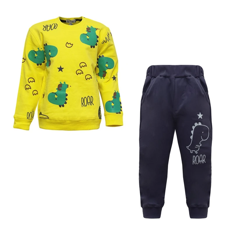 ست سویشرت آستین بلند و شلوار راحتی پسرانه مدل دایناسور