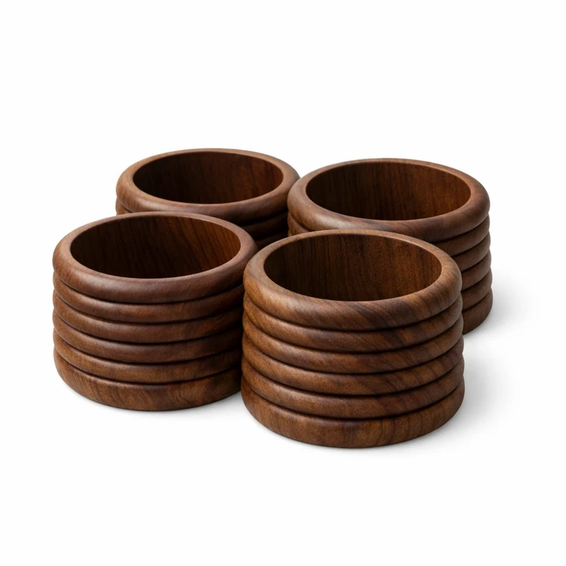 کاسه چوبی مدل اردوخوری شیاردار بسته 4 عددی