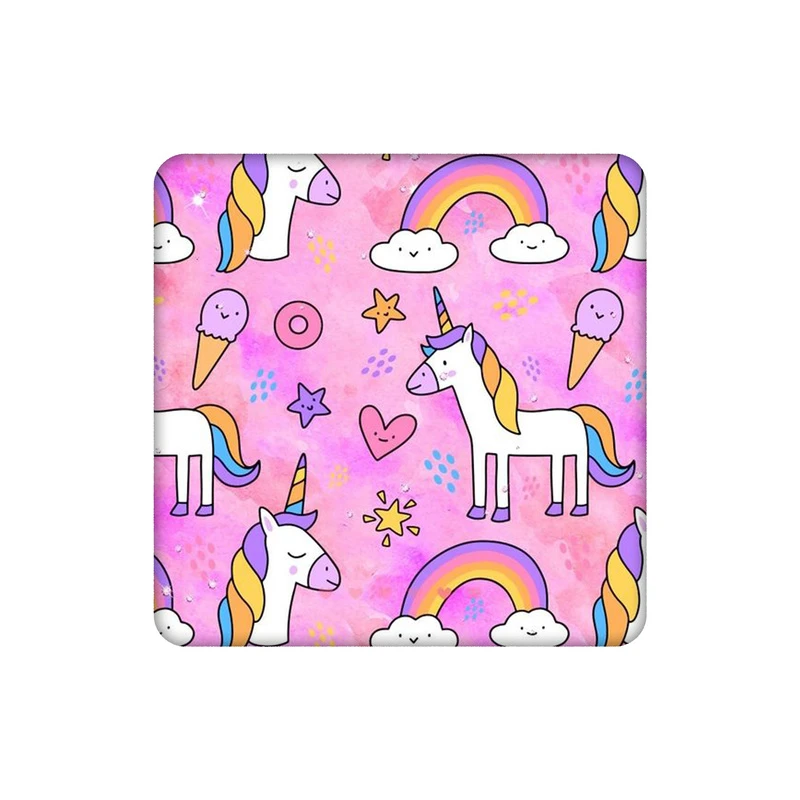 زیرلیوانی طرح یونیکورن و بستنی و رنگین کمان کد 3263153