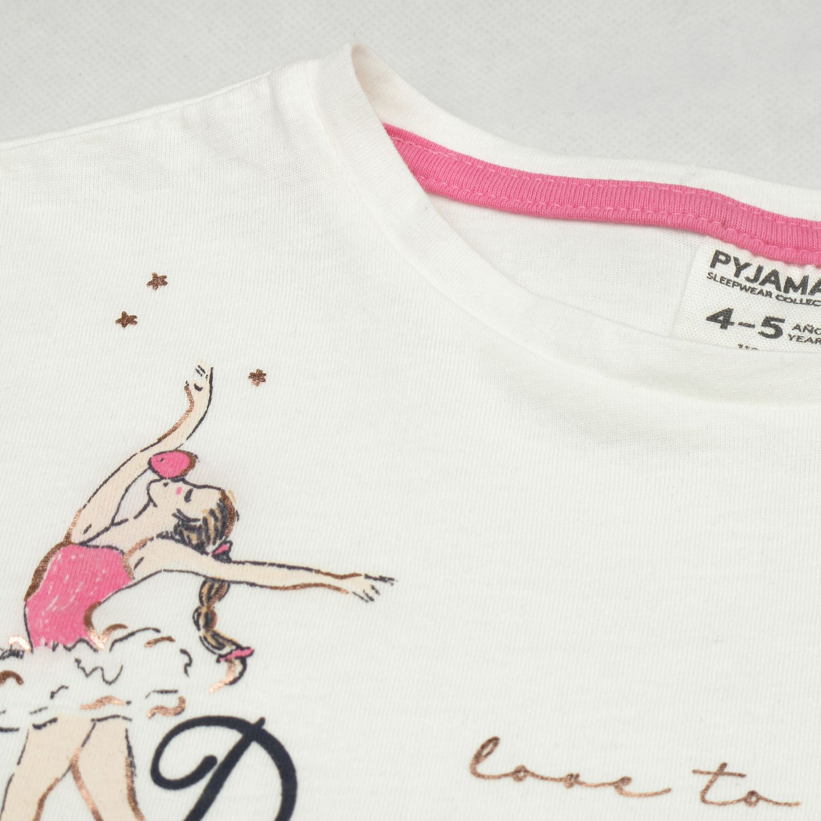 ست تی شرت و شلوارک دخترانه پی جامه مدل PY-PK طرح باله -  - 3