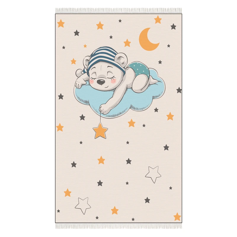 فرش پارچه‌ای مدل کودک طرح خرسی کد 1043-1