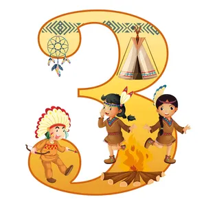  استند رومیزی تولد مدل عدد 3 طرح سرخپوست کد 1186