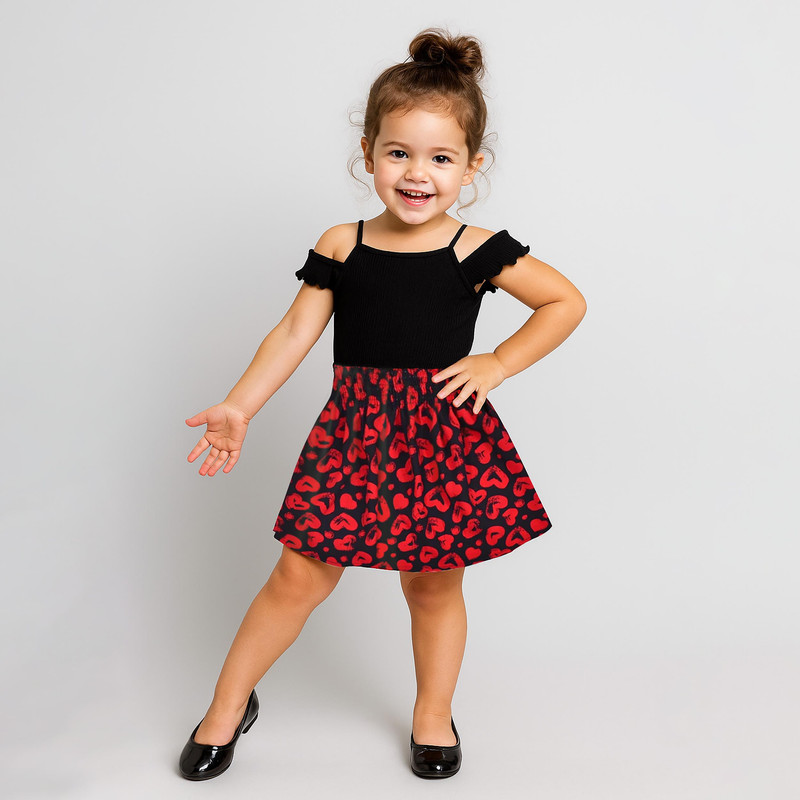 ست تاپ و دامن دخترانه دل آویز مدل T362