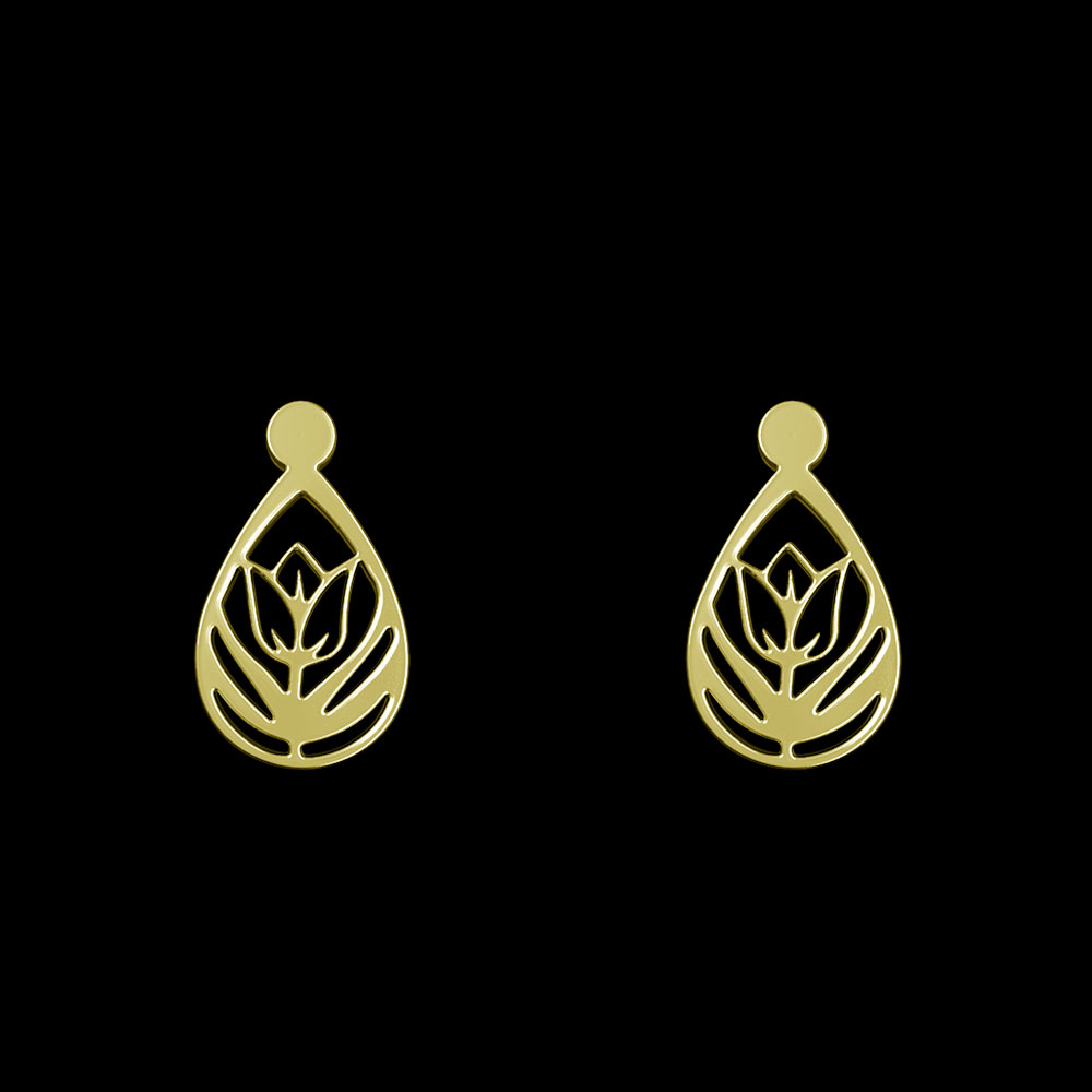 گوشواره طلا 18 عیار زنانه مدوپد مدل گل کد GA1-10458