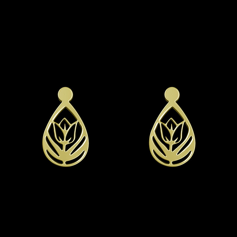 گوشواره طلا 18 عیار زنانه مدوپد مدل گل کد GA1-10458