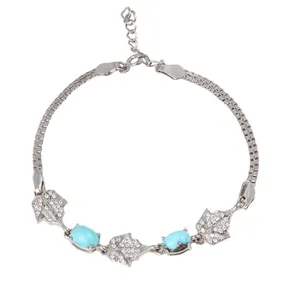 دستبند نقره زنانه بازرگانی میلادی مدل سنگ فیروزه کد DP_499