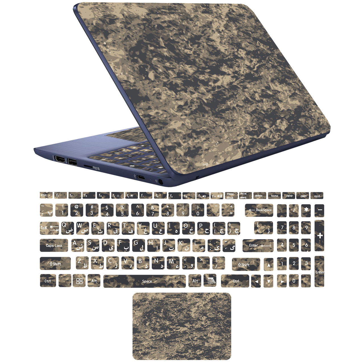 استیکر لپ تاپ مدل stone 08 مناسب برای لپ تاپ 17 اینچی به همراه برچسب حروف فارسی کیبورد