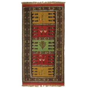 گلیم دستبافت یک و نیم متری کد 990732