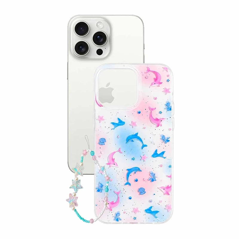 کاور مدل DOLPHIN مناسب برای گوشی موبایل اپل iPhone 15 Pro Max به همراه بند آویز