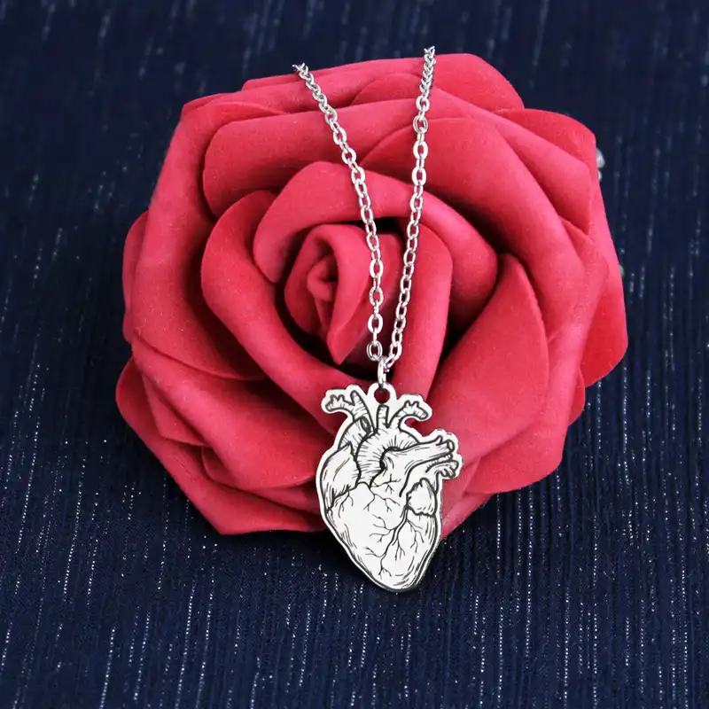 گردنبند گلسو مدل قلب آناتومی استیل