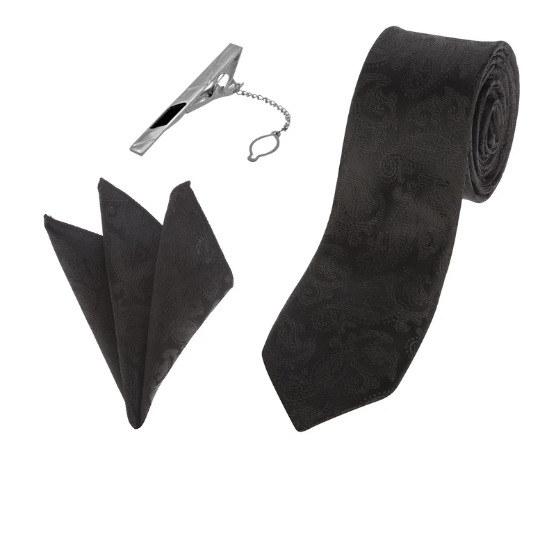  ست کراوات و دستمال جیب و گیره کراوات مردانه مدل NEW کد 14