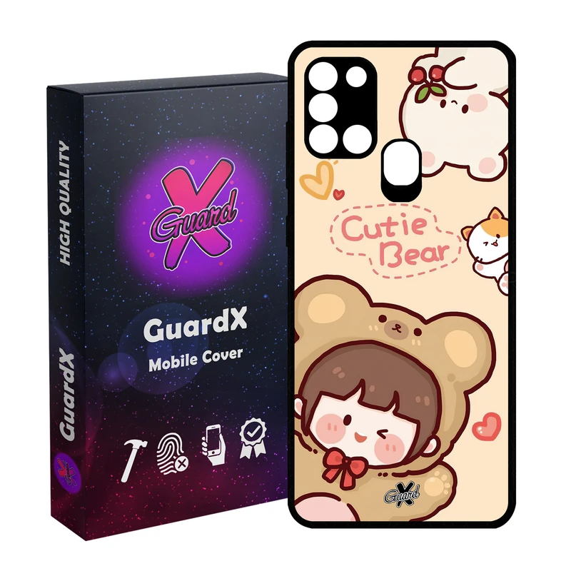 کاور گارد ایکس طرح خرسی مدل Glass10506 مناسب برای گوشی موبایل سامسونگ Galaxy A21s