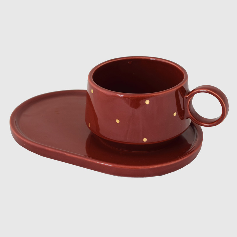 ست ماگ و زیر لیوانی سرامیکی طرح نقطه کد MRH01