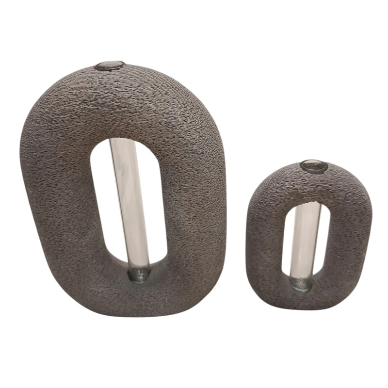 گلدان سنگی مدل گلجای تک رنگ مجموعه 2 عددی