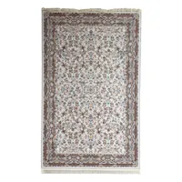 فرش ماشینی 1200 شانه زمینه کرم حاشیه الوان مدل نقش برجسته طرح کیمیا