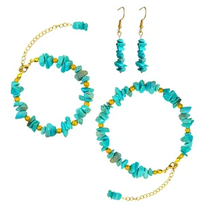 نیم ست زنانه دل تافته مدل سنگ فیروزه کد ABE01