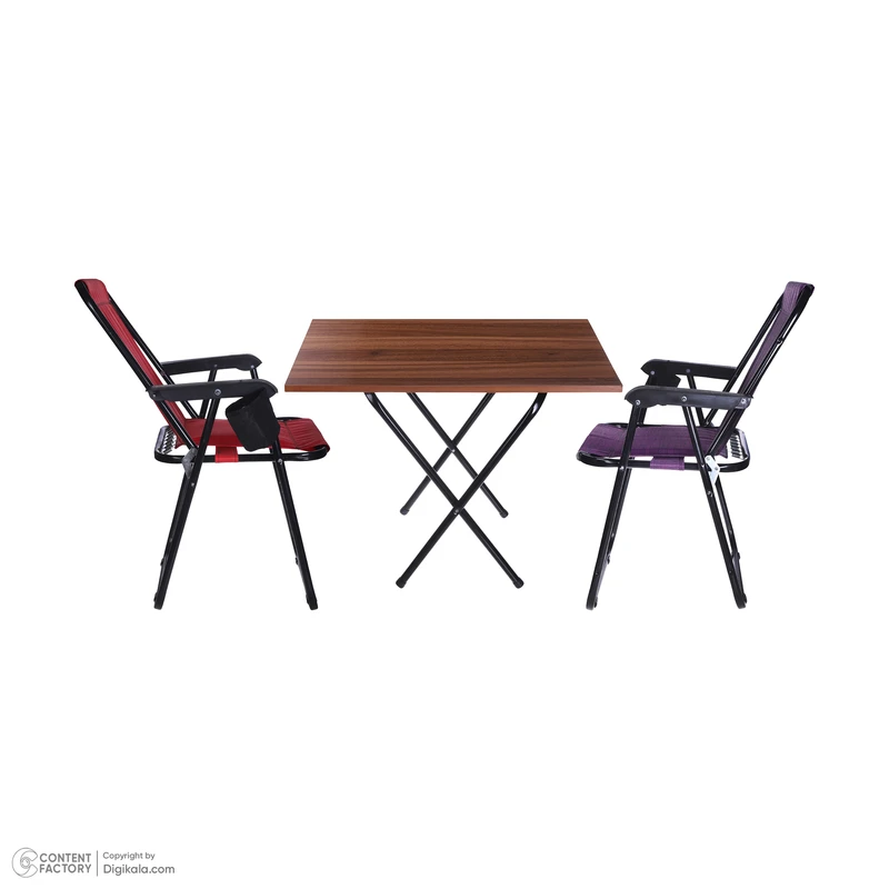 عکس شماره 8 : میز و صندلی سفری تاشو 2 نفره مدل فوم کامل 7 فنر بسته 3 عددی