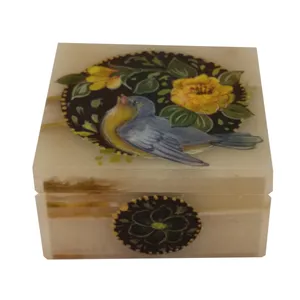 جعبه سنگی طرح گل و مرغ کد 1030