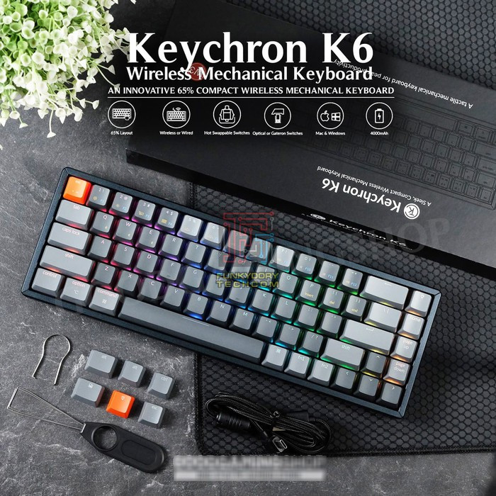 کیبورد مخصوص بازی کیکورن مدل K6 Brown Switch 3