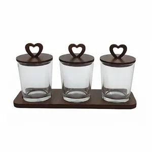 ست جای ادویه 3 پارچه مدل قلب به همراه استند