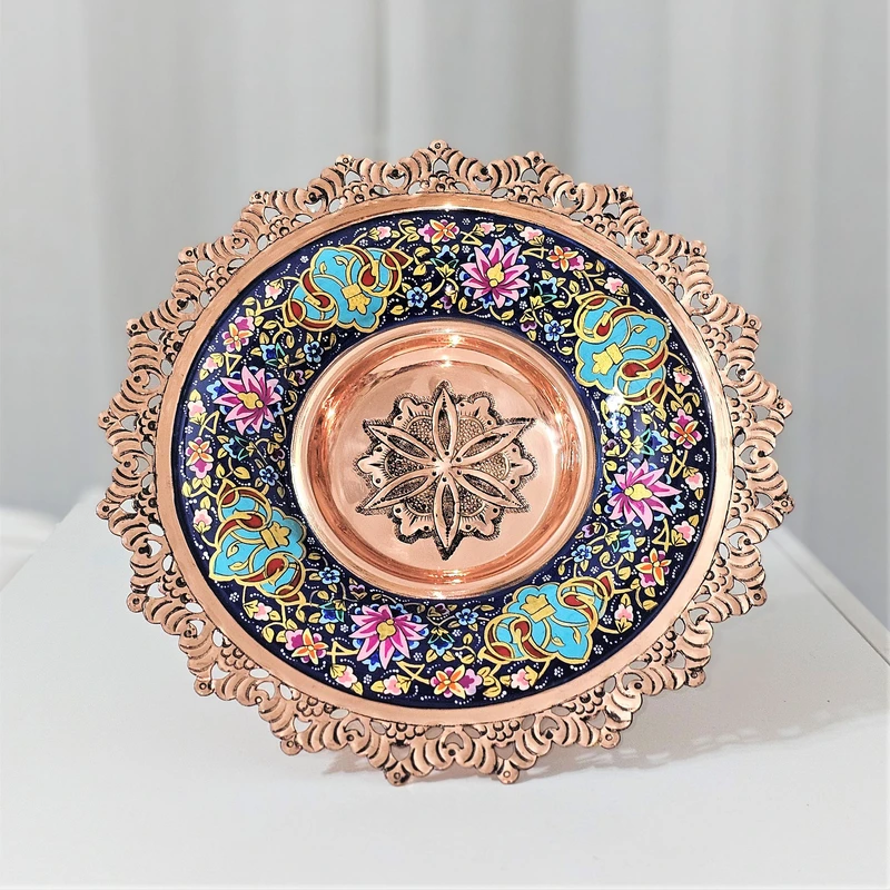 عکس شماره 5 : شیرینی خوری میناکاری مسی مدل پرداز کد gold25