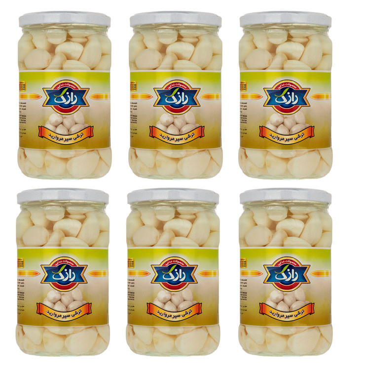 سیر ترشی سفید رازک - 660 گرم بسته 6 عددی