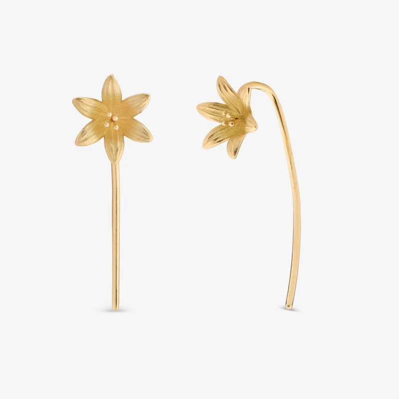 گوشواره عصایی طلا 18 عیار زنانه گلدم مدل E125007