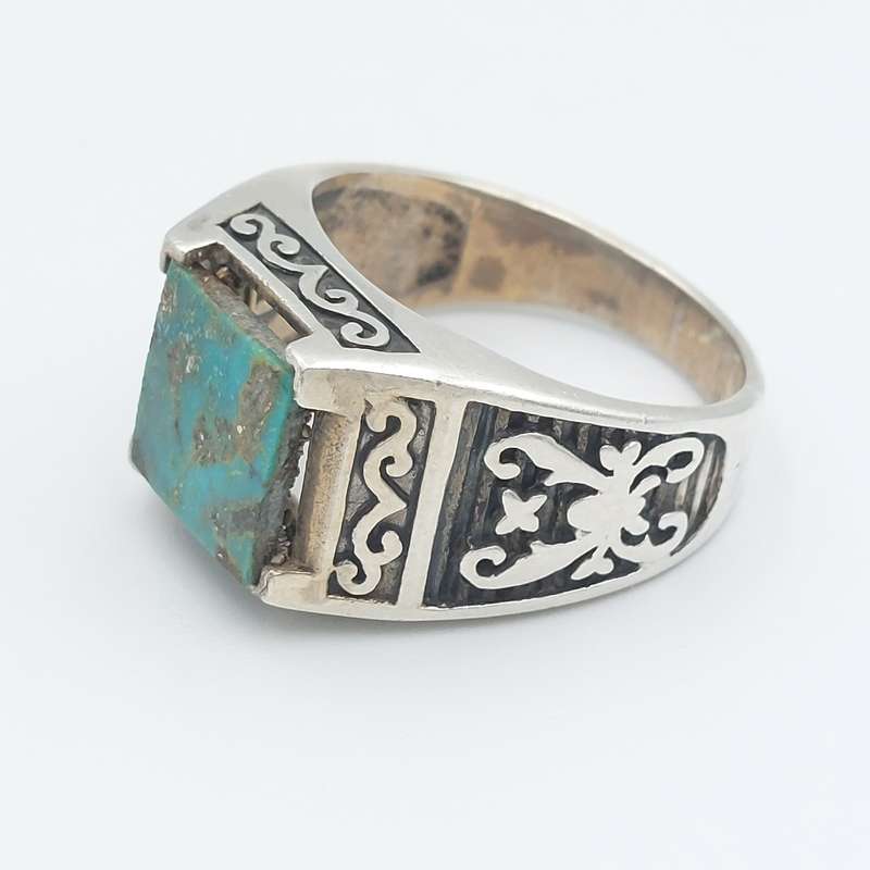 انگشتر نقره مردانه مدل فیروزه کد 20596