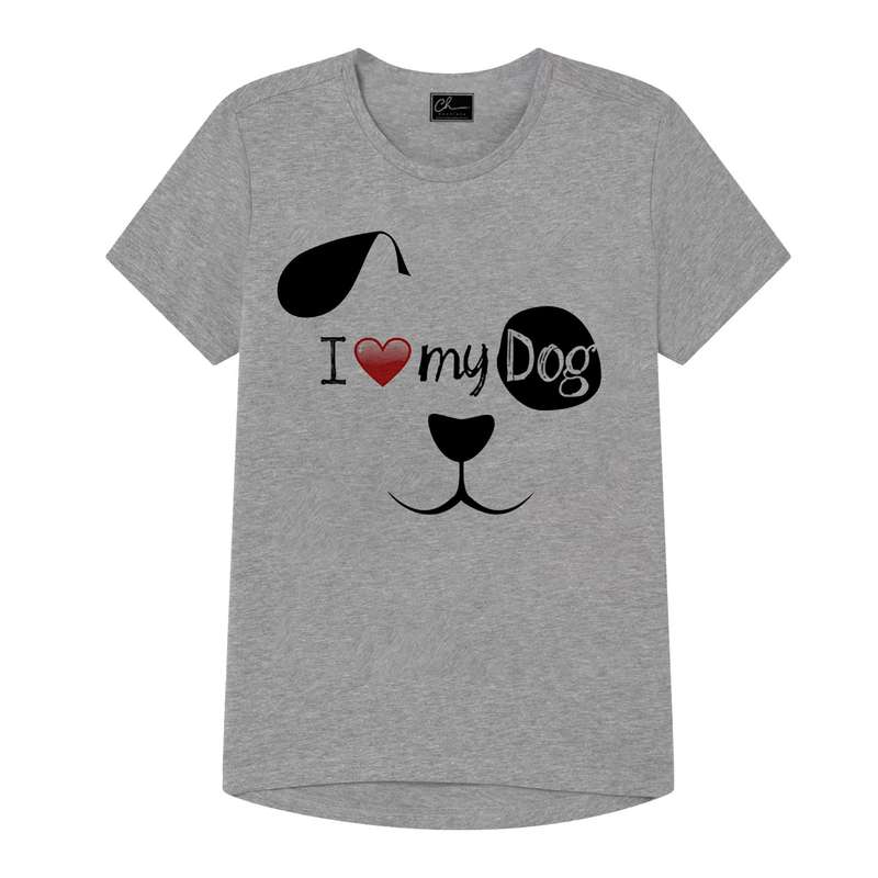 تی شرت پسرانه مدل love dog کد J33 رنگ طوسی