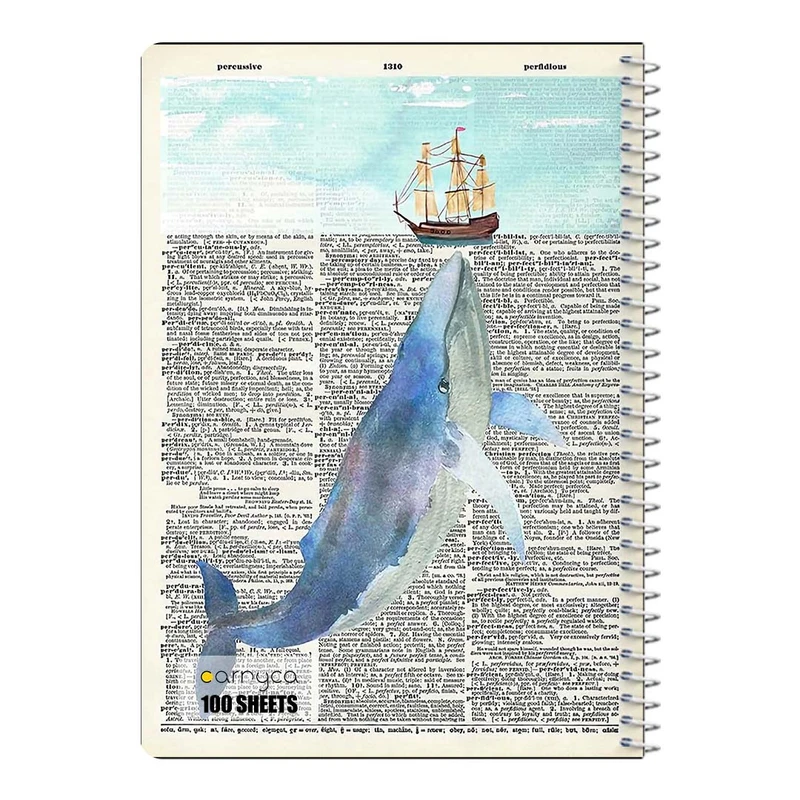 دفتر شطرنجی 100 برگ سیمی کارنیکا طرح روزنامه وینتج حیوانات Vintage Newspaper Animals کد 80807