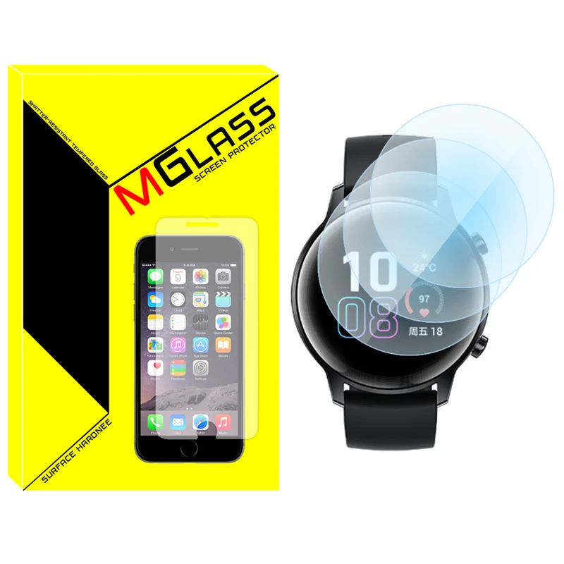 محافظ صفحه نمایش شیشه‌ای ام‌گلس مدل Glass-MG مناسب برای ساعت هوشمند آنر Magic 2 42mm بسته سه عددی