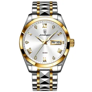 ساعت مچی عقربه‌ای کوارتز مردانه پوداگار مدل کلاسیک تک موتوره دی دیت بند استیل الماسی کد ۴