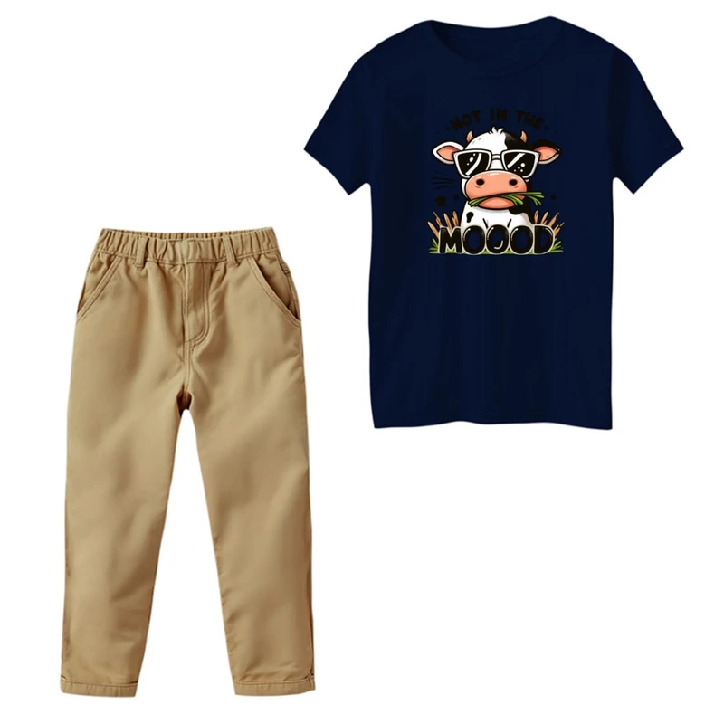 ست تی‌شرت و شلوار پسرانه مدل گاو مودی